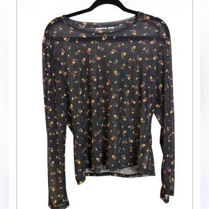 Noisy May Black Floral Mesh Blouse